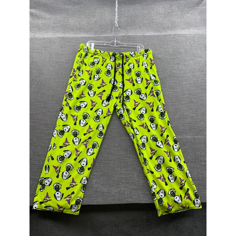 Peanuts Pajama Pants Mens XL Green Snoopy Halloween Sleepwear Drawstring Waist